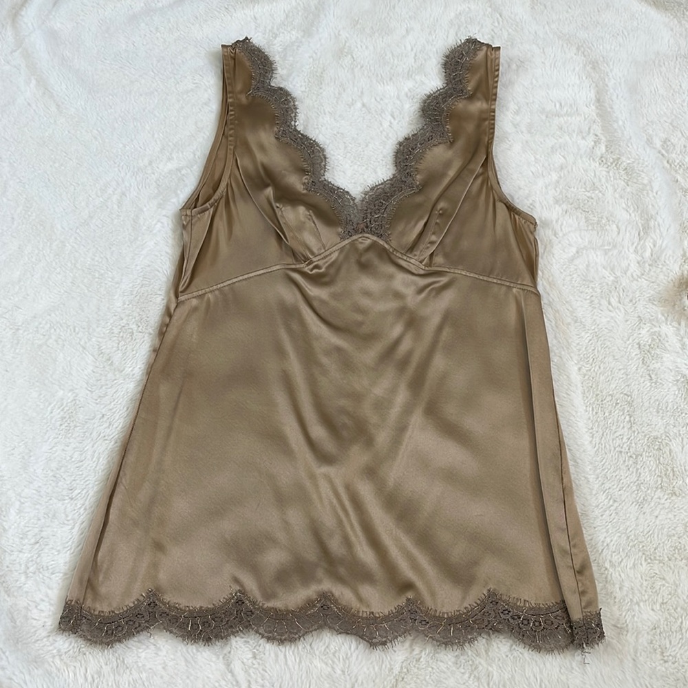 Dolce & Gabbana Gold Silk/Lace Tank XS